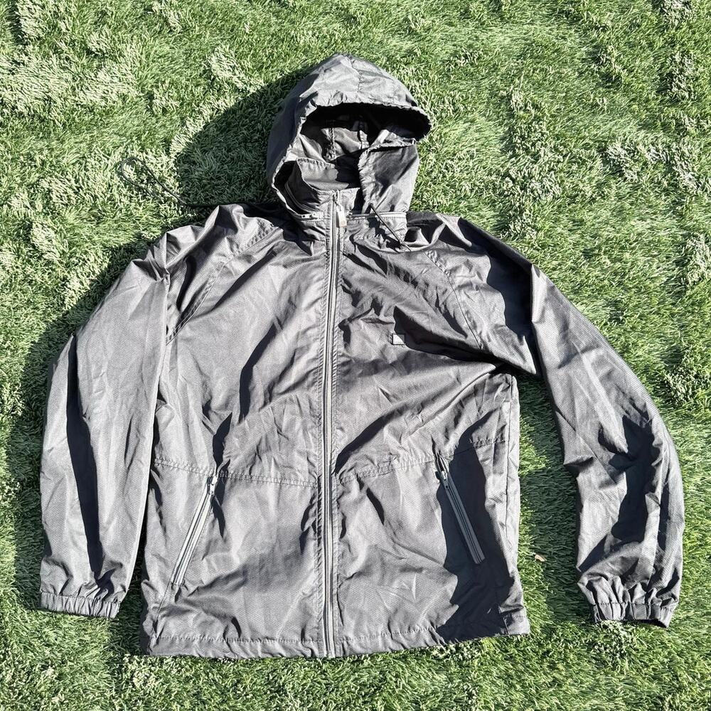 Quiksilver Grey Zip Up Jacket Detachable Hood Men’s Size M